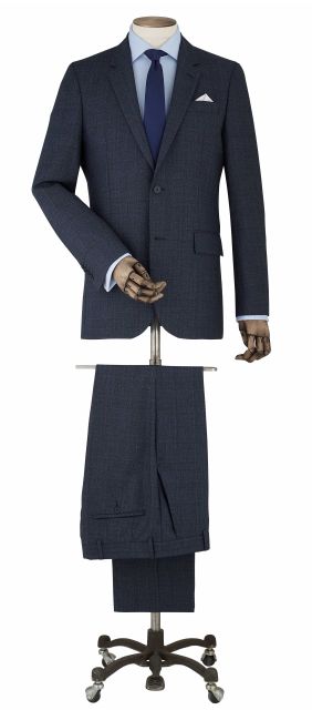 Navy Check Wool-Blend Tailored Suit - MSUIT363NAV