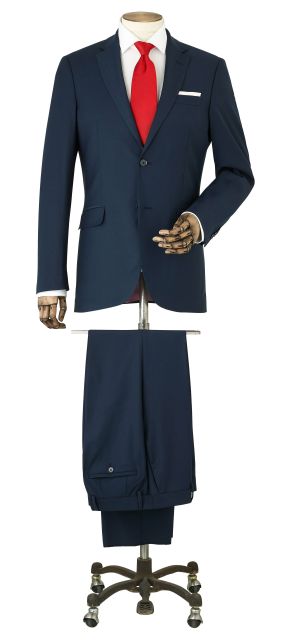 Navy Wool-Blend Tailored Suit - MSUIT337NAV - Large Image
