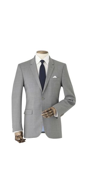 Mid-Grey Wool-Blend Tailored Suit Jacket