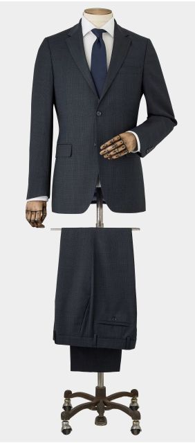 Navy Wool-Blend Prince of Wales Check Suit