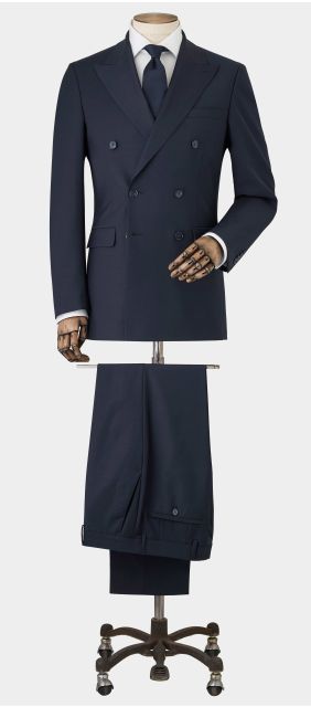 Navy Wool-Blend Double-Breasted Suit