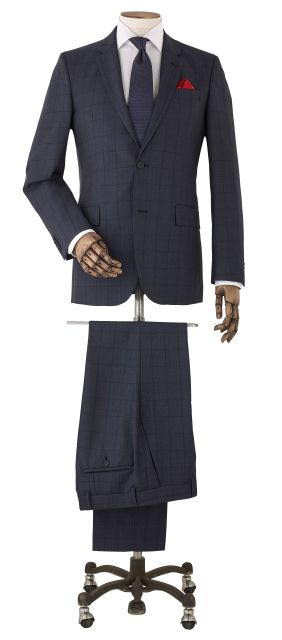 Navy Muted Check Wool-Blend Suit - MSUIT344NAV - Thumbnail Image 78x98px