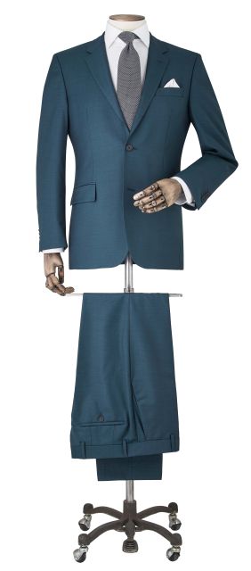 Petrol Blue Wool-Blend Tailored Suit