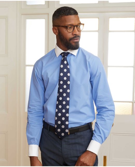 French Blue Slim Fit Shirt With White Collar & Cuffs