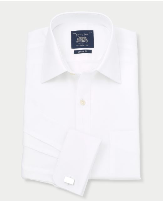 White Textured Windsor Collar Classic Fit Shirt - Single or Double Cuff