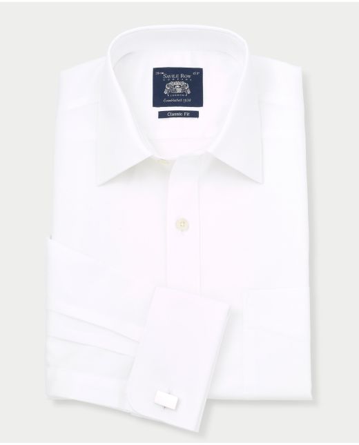 White Twill Classic Fit Shirt - Single or Double Cuff