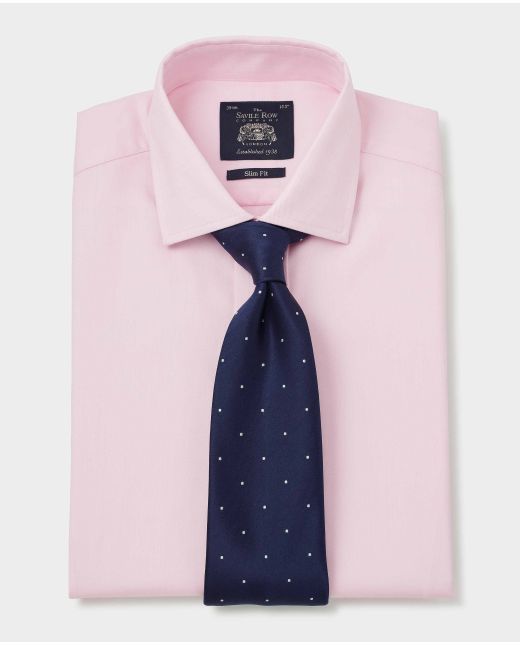 Pale Pink Twill Slim Fit Formal Shirt - Single or Double Cuff