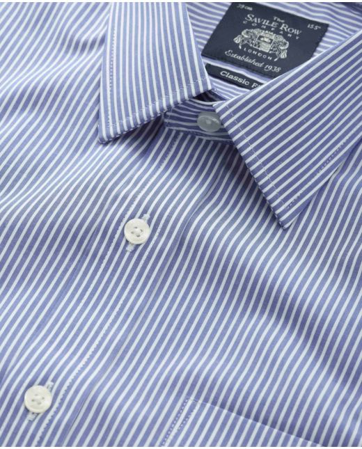 Blue White Reverse Stripe Classic Fit Formal Shirt - Single Cuff