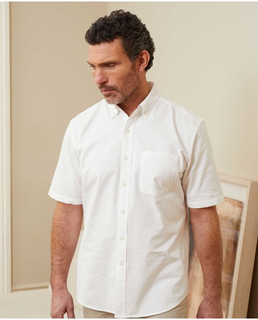 White Classic Fit Short Sleeve Oxford Shirt