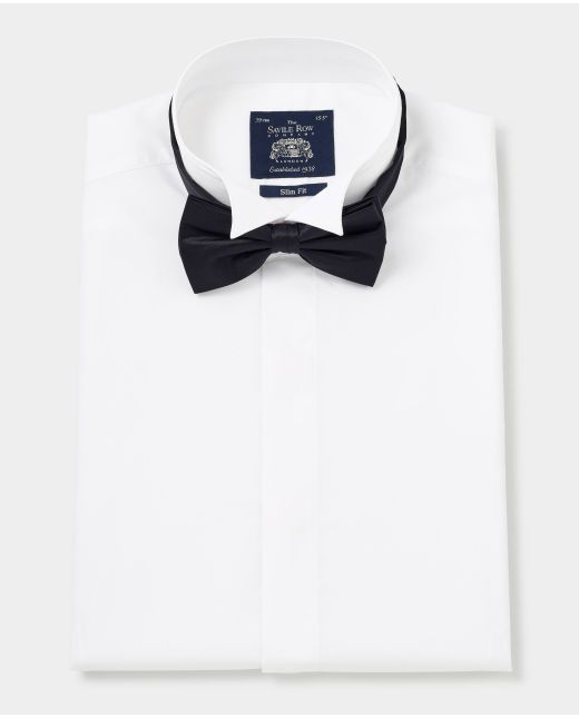 White Wing Collar Slim Fit Dress Formal Shirt - Double Cuff