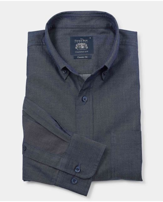 Denim Blue Twill Button-Down Shirt
