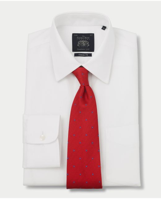 Non Iron White Twill Windsor Collar Classic Fit Formal Shirt - Single Cuff