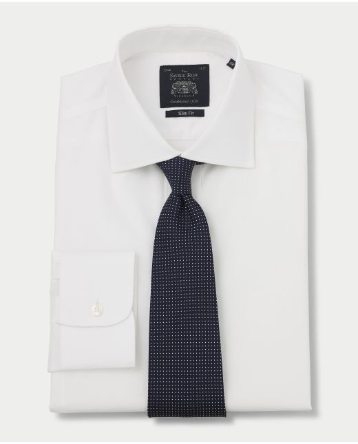 White Pinpoint Slim Fit Non-Iron Formal Shirt - Single Cuff