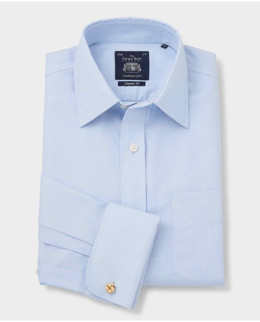 Blue Textured Classic Fit Non-Iron Formal Shirt - Double Cuff