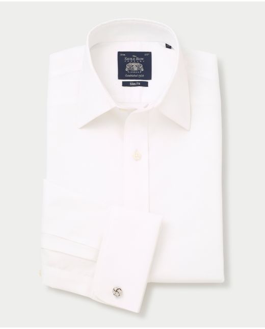 White Panama Slim Fit Non-Iron Shirt - Double Cuff - 2033WHT