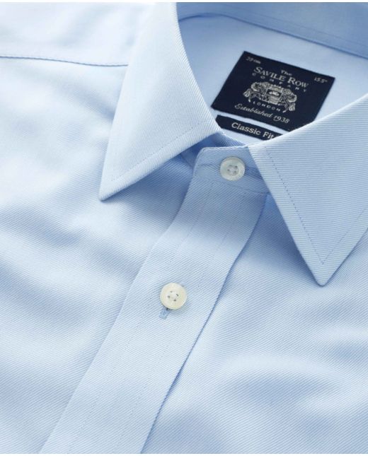 Sky Blue Twill Classic Fit Non-Iron Formal Shirt - Single Cuff