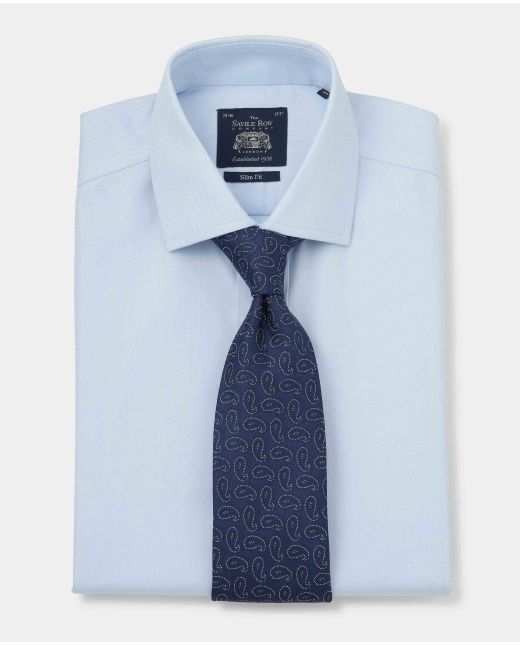 Sky Blue Twill Slim Fit Non-Iron Formal Shirt - Single Cuff