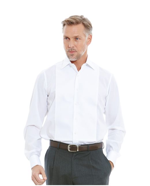 White Marcella Bib Front Slim Fit Evening Double Cuff Formal Shirt