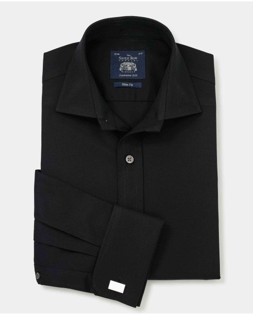 Black Diamond Dobby Slim Fit Formal Shirt - Double Cuff