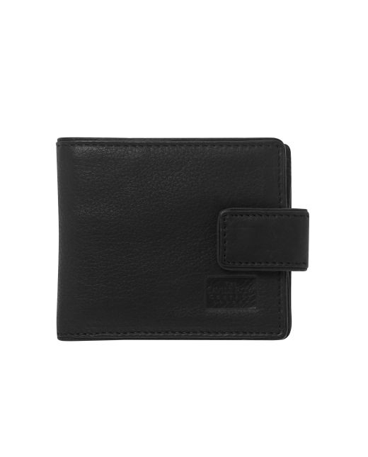 Black Leather Classic Tab Coin Wallet