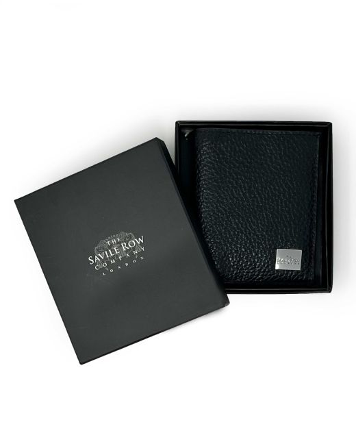 Black Textured Leather Billfold Wallet
