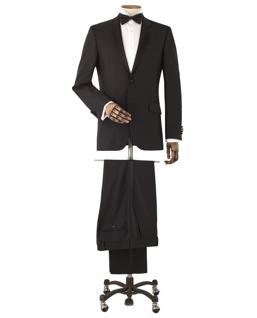 Black Wool-Blend Dinner Suit - MSUIT345BLK - Thumbnail Image 78x98px