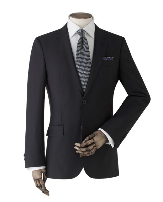 Black Wool-Blend Suit Jacket - MFJ338BLK - Large Image
