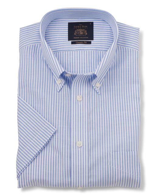 Blue Bengal Stripe Classic Fit Short Sleeve Casual Shirt