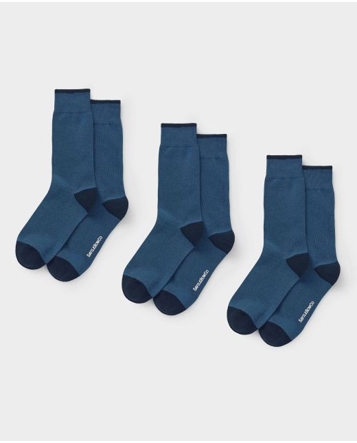 Blue Cotton Mix Three Pack Socks