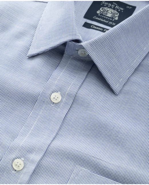 Blue Dobby Cotton Classic Fit Formal Shirt - Single Cuff