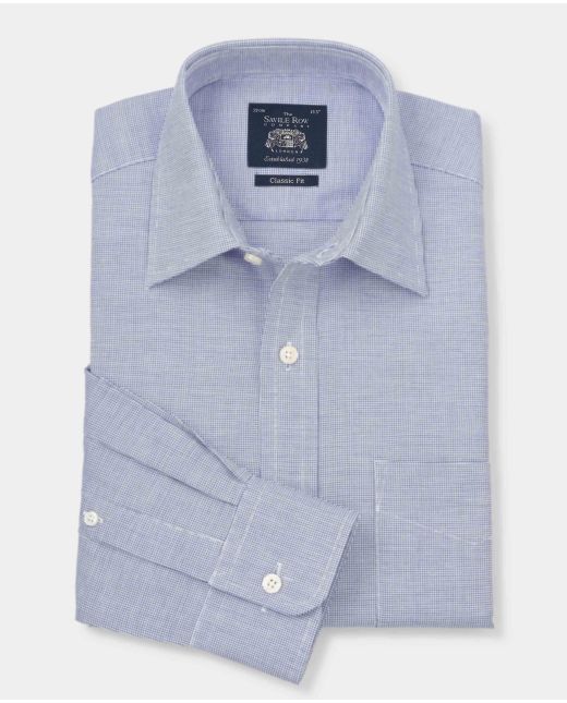 Blue Dobby Cotton Classic Fit Formal Shirt - Single Cuff