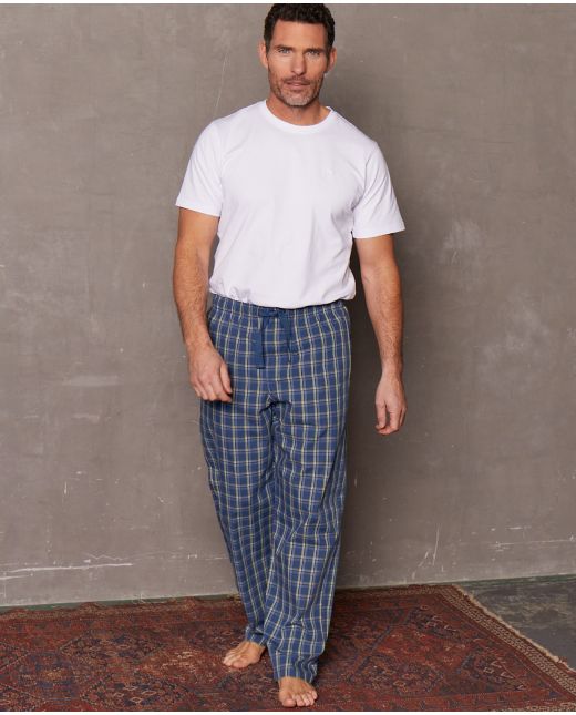 Blue Multi Check Organic Cotton Lounge Pants