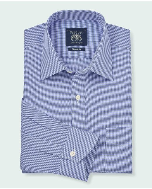 Blue Puppytooth Classic Fit Formal Shirt - Single Cuff