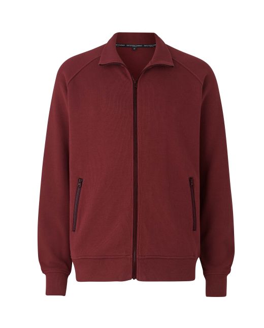 Burgundy French-Rib Cotton Zipped Sweatshirt - MZT008BUR - Small Image 280x344px