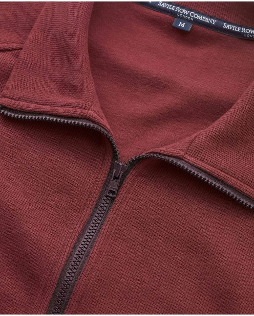 Burgundy French-Rib Cotton Zipped Sweatshirt - MZT008BUR - Small Image 280x344px