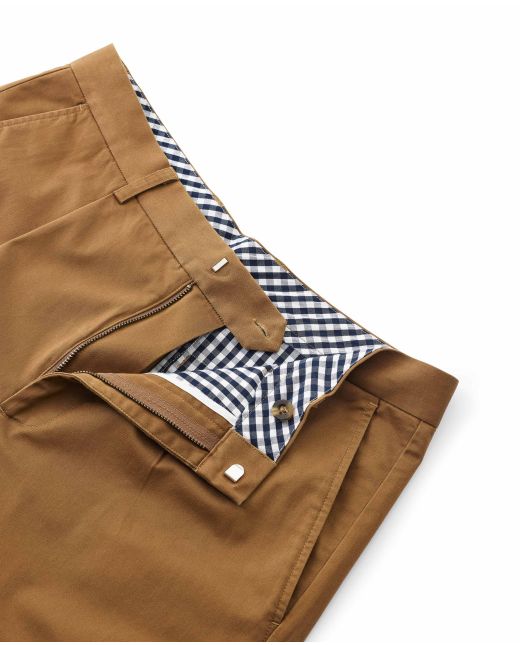 Cappuccino Brown Stretch Cotton Classic Fit Pleat Front Chinos