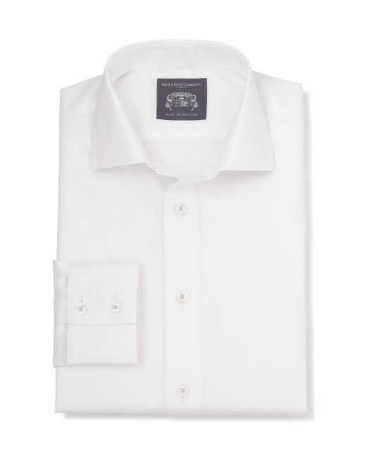 Caspar White Herringbone Made-To-Measure Shirt