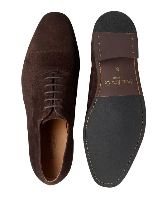 Chocolate Brown Suede Derby Shoes - MSH752CHC - Large Image