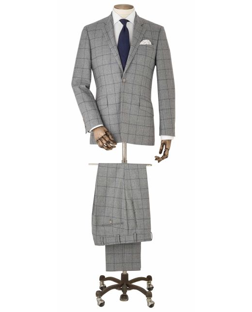 Grey Navy Check Wool Suit - MSUIT358GRY