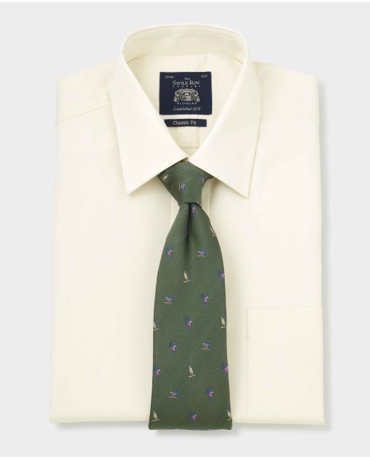 Cream Twill Classic Fit Formal Shirt - Double Cuff