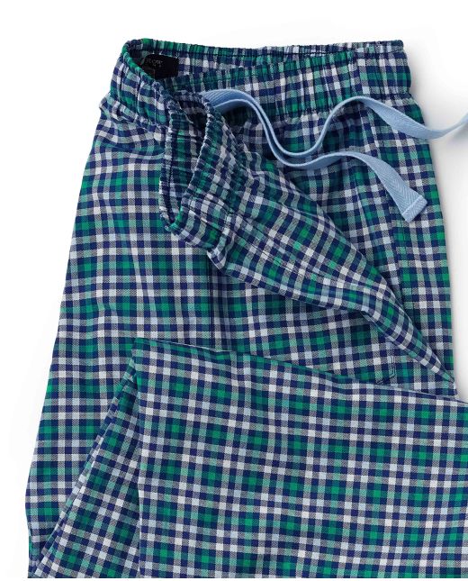 Green Check Cotton Oxford Lounge Pants