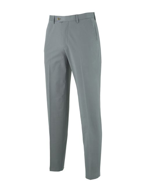 Grey Flat Front Stretch Cotton Slim Fit Chinos - MCT332GRY - Large Image