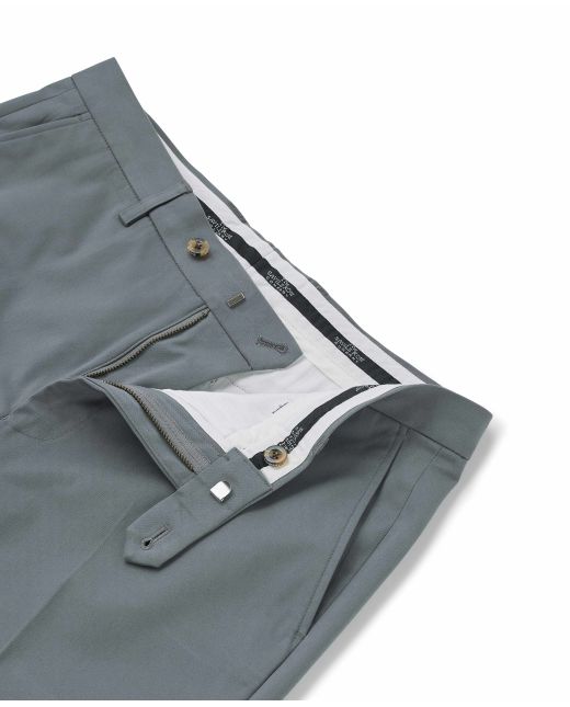 Grey Flat Front Stretch Cotton Slim Fit Chinos
