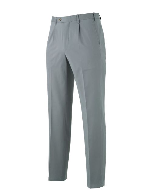 Grey Pleat Front Stretch Cotton Classic Fit Chinos - MCT331GRY - Large Image