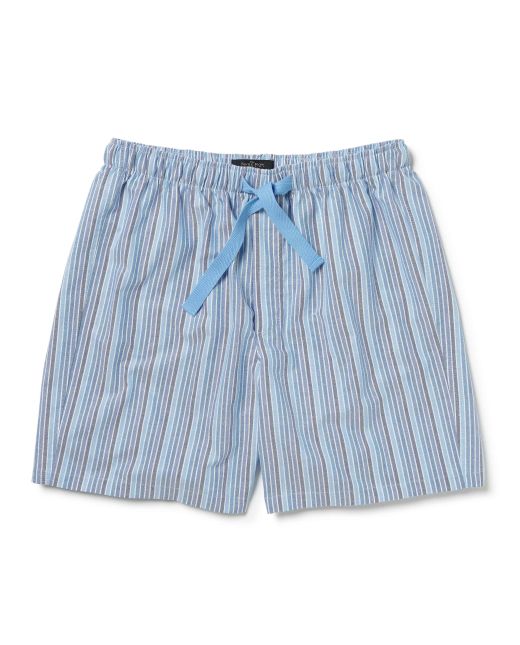 Blue Striped Oxford Cotton Lounge Shorts