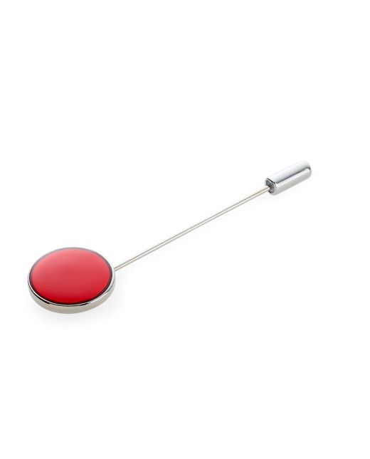 Red Enamel Round Lapel Pin
