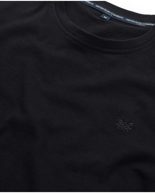 Black Cotton Jersey Crew Neck T-Shirt - Collar Detail - MTS101BLK