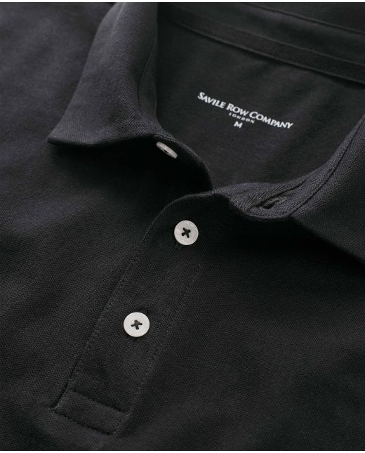 Black Short Sleeve Polo Shirt - Collar Detail - MPS650BLK