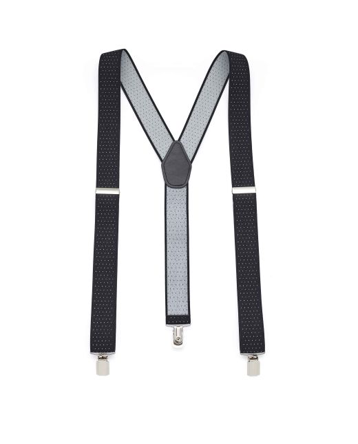 Black White Pindot Stripe Adjustable Braces - MBC015BLK