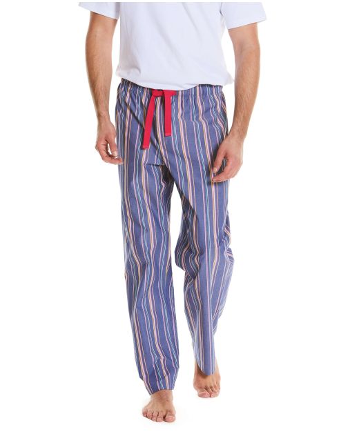 Blue Multi Stripe Cotton Lounge Pants - Model Shot - MLP1062MLT